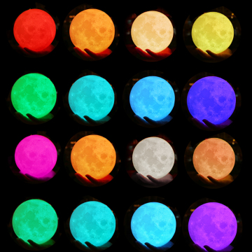 3D Print Lunar Lamp USB Wood 3D Lunar Moon Night Light