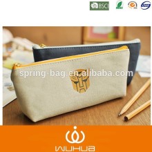 robot badge print canvas linen pencil case
