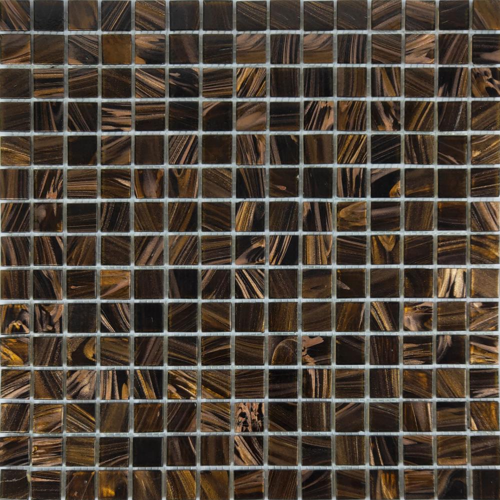 Carreaux de mosaïque modernes marron foncé Gold Line