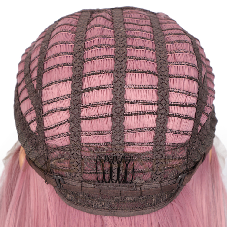 Aisi Hair 14 Inch Short Bob Ombre Pink Dark Root Wig Swiss Lace Wig Cosplay Synthetic Lace Frontal Wigs For Black Women