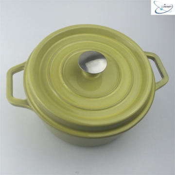 cast iron enamel casserole with stainless steel knob