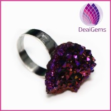 Natural crystal stone druzy changeable ring 2015 wholesale