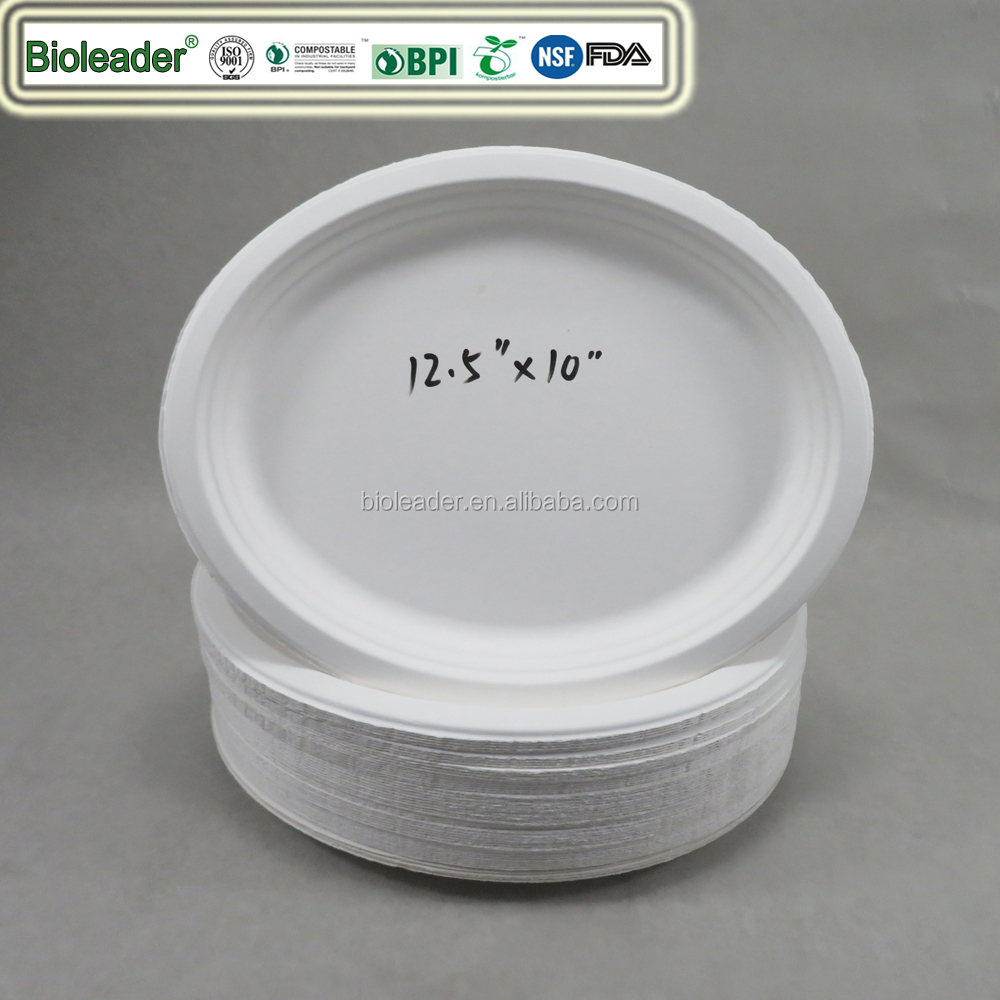 Wholesale Round Ribbed Biodegradable Plates Disposable Eco-friendly Sugarcane Bagasse