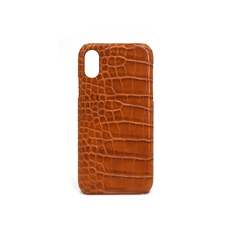 Etui de téléphone portable en cuir véritable avec motif de crocodile vintage