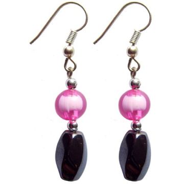 Hematite Earring With 925 Magent Silver Hook