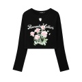 Fashion Vintage Alphabet Plant Floral Short Top