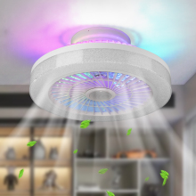 SLYNN 18-inch LED Ceiling Fan with Tuya RGB Multi-colored Light and DC Motor (Remote Control)