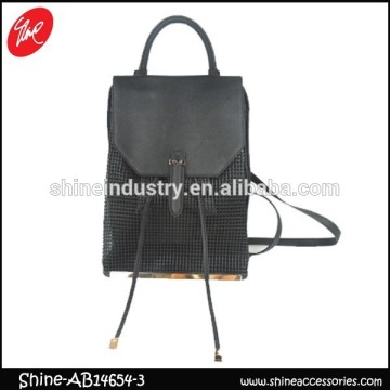 fashion grid backpack/mochila/black girls bag
