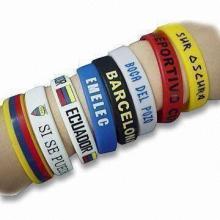 Silicone Bracelets, Available in Child Size of 180 x 12 x 2mm, Customized Designs are Accepted
