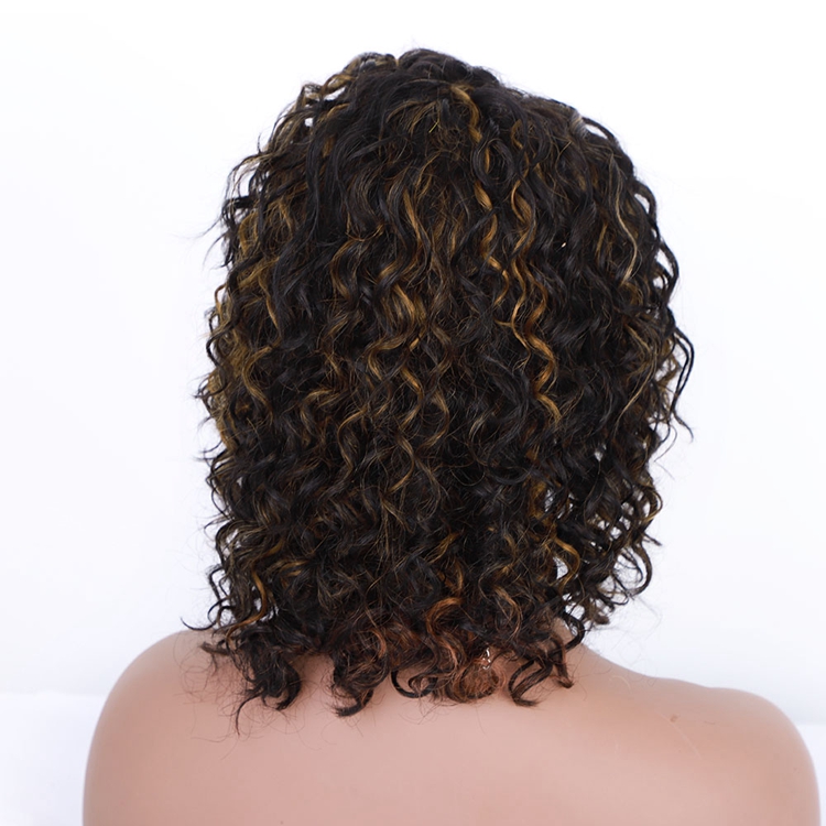 AISI Cheap Vendor Short Bob Front Lace Wigs Curly Wave Mixed Brown Brazilian Human Hair Lace Front Wigs For Black Women