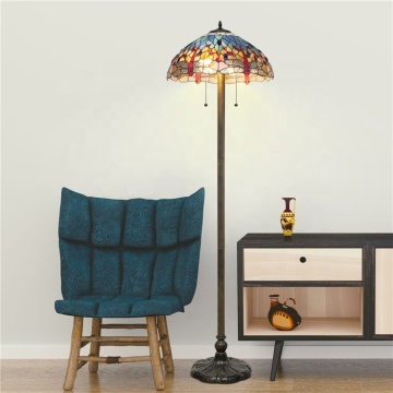 Retro Blue Dragonfly Tiffany Stained Glass Floor Lamp