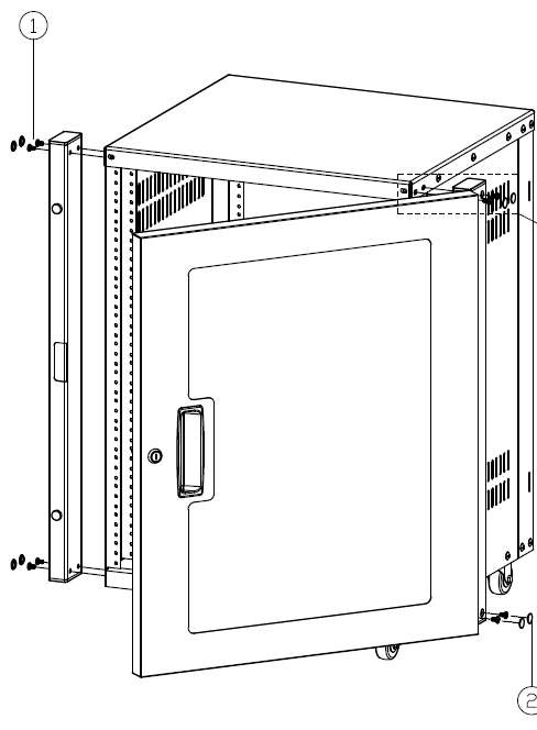 AV RACK with door line drawing1