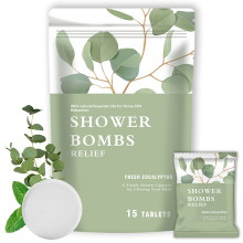 Vegan Eucalyptus Shower Steamers - Custom Organic Bag, Aromatherapy Bath Gift Set (15 Packs)