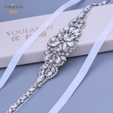 TOPQUEEN S489 Luxury Wedding Bridal Sash Rhinestone Belt Plus Size Women's Accessories Jewel Belt Bridesmaid Dress for Wedding