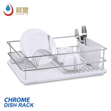 chrome plated metal Dish Drainer Rack drying rack with utensils holder dish drying rack for kitchen sink to kitchen