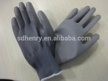 grey nylon grey pu coated gloves