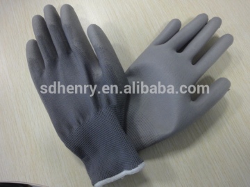 grey nylon grey pu coated gloves