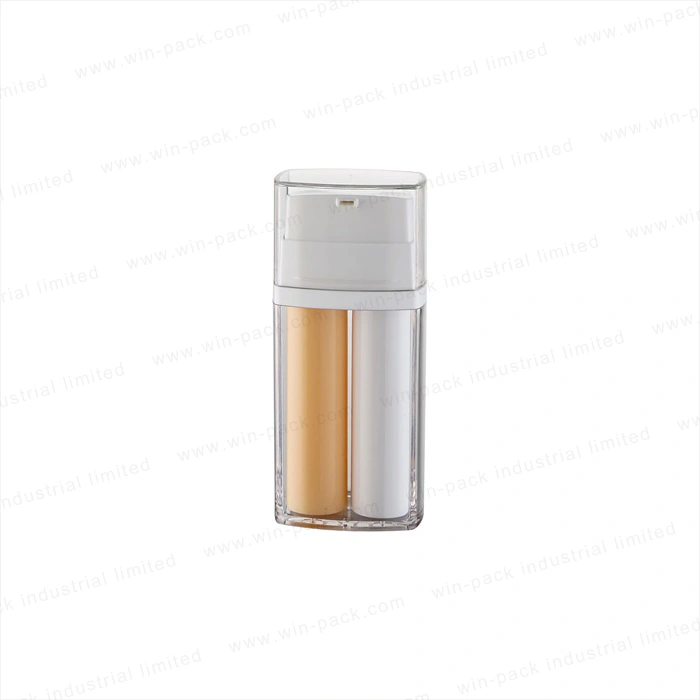 Winpack New Design Cosmetic Dual Chamber Plastic Lotion Pump Bottle with Clear Cap