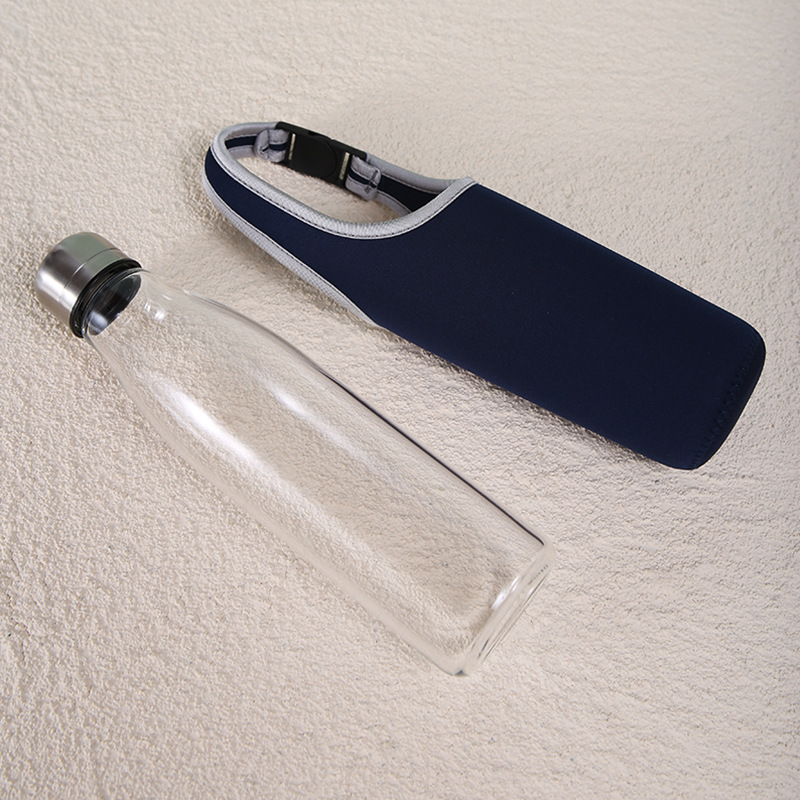 650ml Food Grade Glass Water Bottle Sport with Sleeve