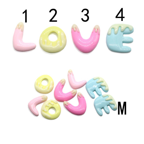 En gros Kawaii Boucles D&#39;oreilles Faisant L&#39;ornement En Résine Coloré LOVE Lettre Perles Enfants Fournitures Artisanat