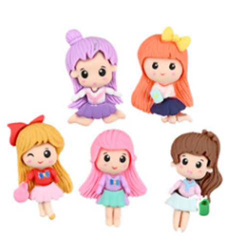 Cute Resin Flatback Girl Charms Kawaii Princess Hairclip Accessories Phone Case Ornament Jewelry Finding Supply