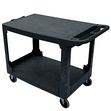 Three Tray Plastic Flat Top Shelf Utility Cart