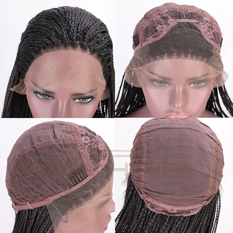 Aisi Hair Synthetic Braided Long Lace Front Wigs Natural Black Plaited Lace Front Wigs For Black Women Cosplay Wigs