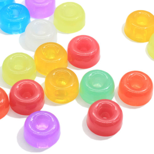 Wholesale Cute Mini Round Hollow Inside Pretty Colorful 100pcs Round Candy Beads Flatback Resin Charms for DIY Crafts