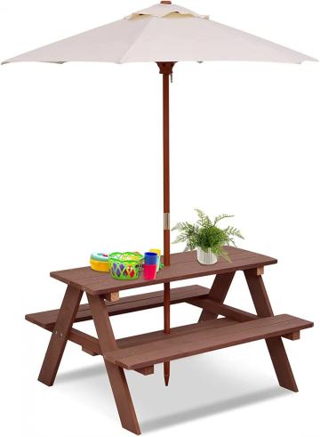 Outdoor Wooden Toddler Patio Table Bench Set