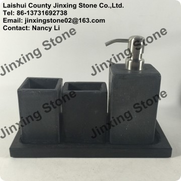 Slate Tumbler Liquid Soap Dispenser Tray Natural Slate Bathroom Accessories Set