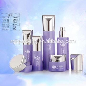 wholesale custom cosmetic glass jar 30g 50g 30ml 60ml 100ml 120ml purple empty lotion pump bottle