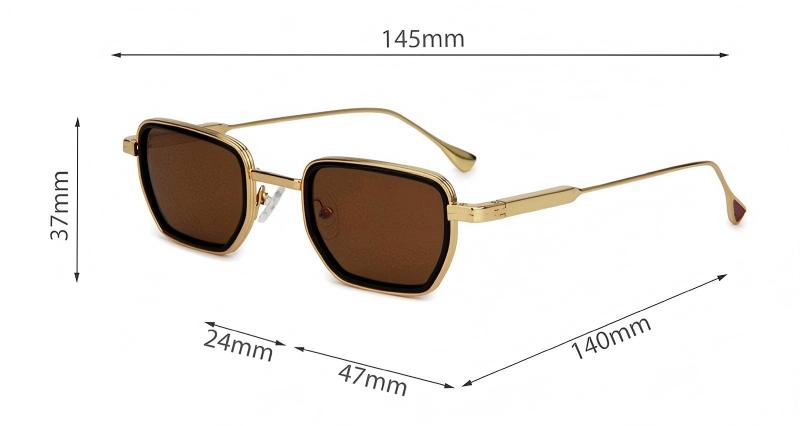 Mellume Vintage Square Metal Polarized Sunglasses ME2119-size Mellume Vintage Square Metal Polarized Sunglasses ME2119-size