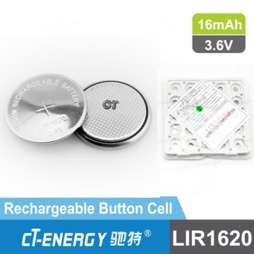 rechargeable button battery lithium ion lir1620 3.6v