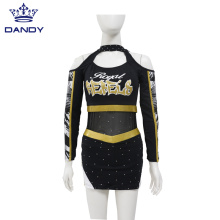 Uniforme de cheerleading noir sbuliamtion OEM