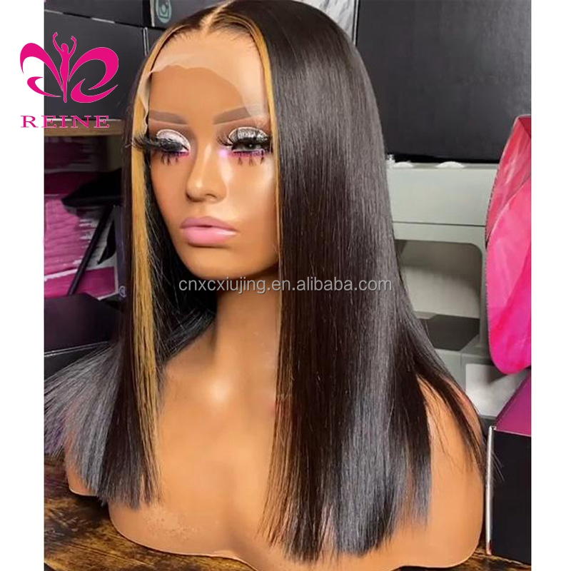 100% Virgin Brazilian Human Hair 4*4 closure  Wig 10A Grade Bone Straight Ombre Piano Color Human Hair Hd Closure Wigs