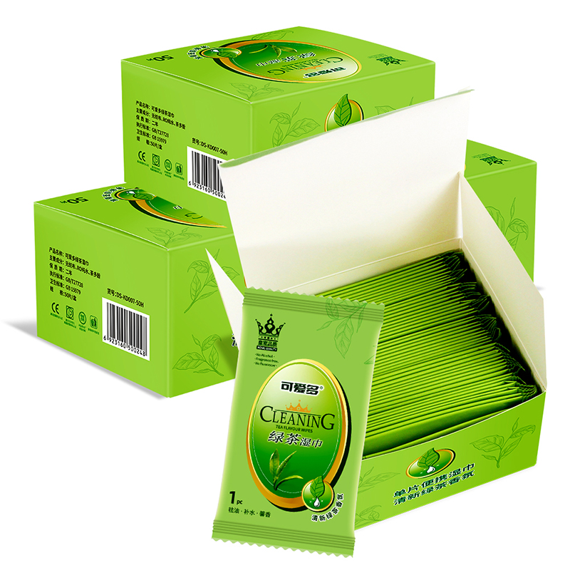 Personal Wipes with green tea Scented Alcohol