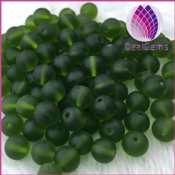 8mm frosted green buddha round matte glass beads