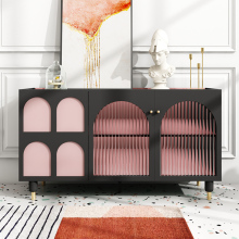 Modern Marbled Glass Storage Cabinet for Living Room