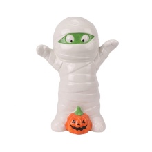 Halloween Ceramic Ornament - Red Pumpkin Doll with White Straps