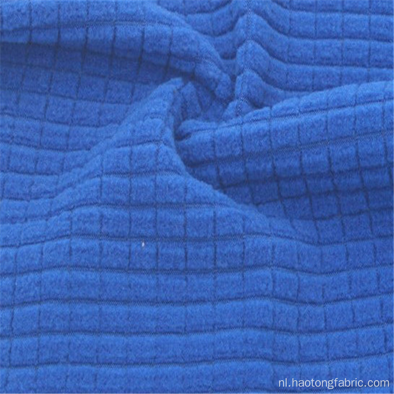 Elegante winddichte geruite blauwe polar fleece winterstof