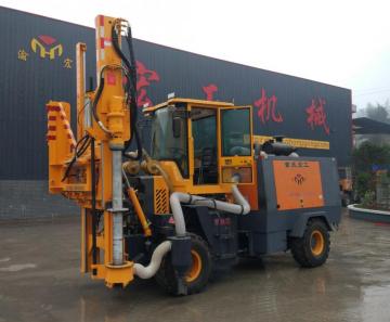 Pile Driver Install Flexible Beam Guardrail