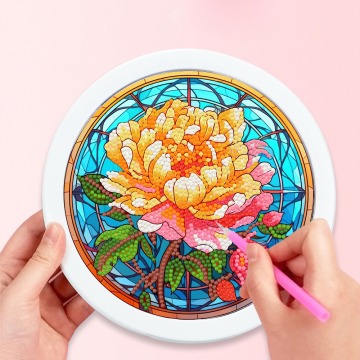 Beginner DIY Yellow Flowers Round Drill Diamond Embroidery Wall Art
