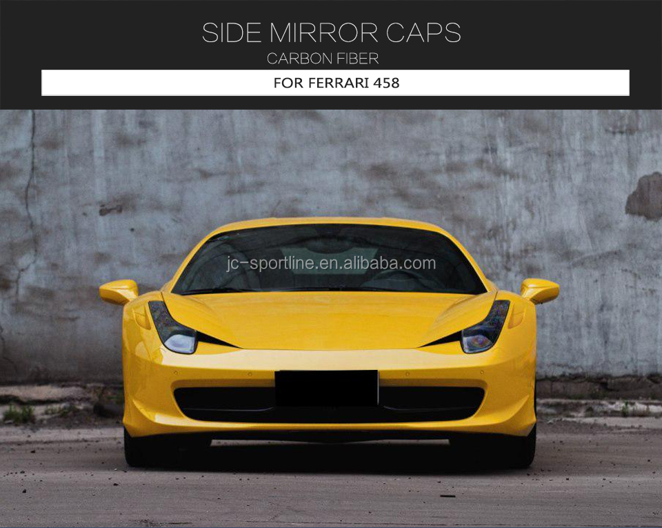 Carbon Fiber Wing Mirror Covers for Ferrari 458 Italia Coupe Spider Convertible 11-16
