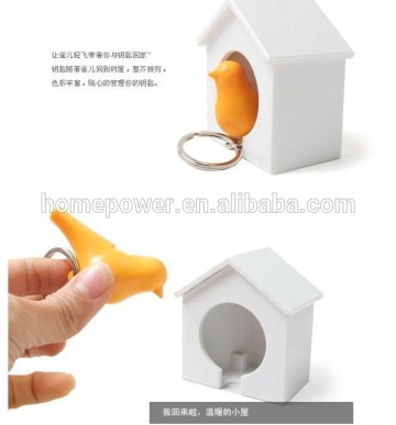 single bird house key ring