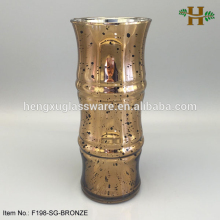 Handmade Brass Color Bamboo Shaped Glass Flower Vase