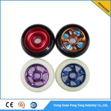 Aluminum 100*24mm wheels / hot sale Scooters pu wheels