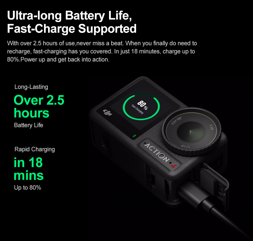 Osmo Action 4 Adventure Combo - 4K/120fps Waterproof Action Camera with a 1/1.3-Inch Sensor 10-bit & D-Log M Color