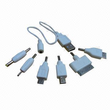 DC 3.5mm charge cable with 6 connectors for Samsung, Apple, Sony and Nokia