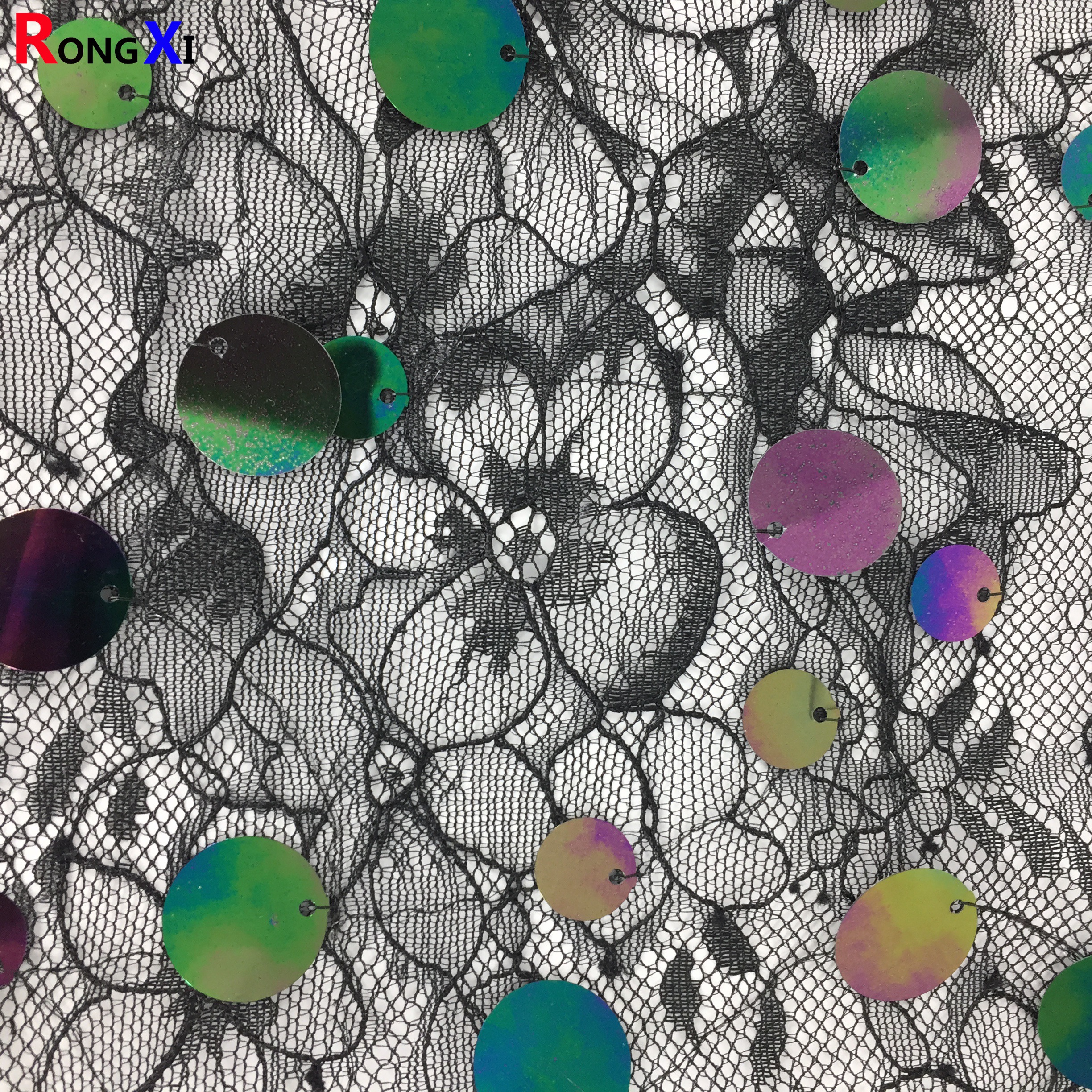 RXF0921 12MM 18MM  Glitter Bag Mesh Sequin Lace Fabric