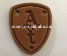 good market debossed letter irregular top layer hot stamp leather label